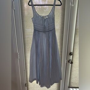 Doen Blue quilla gingham Midi Dress NWT